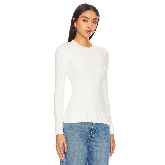 JoosTricot Solid Peachskin Crew Neck Sweater Pullover Silk Blend Ice Water Sz XS